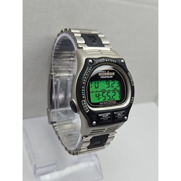 1998 Timex Ironman Triathlon 8 Lap Watch 100M Indiglo Stainless Band New Battery - Picture 5 of 11